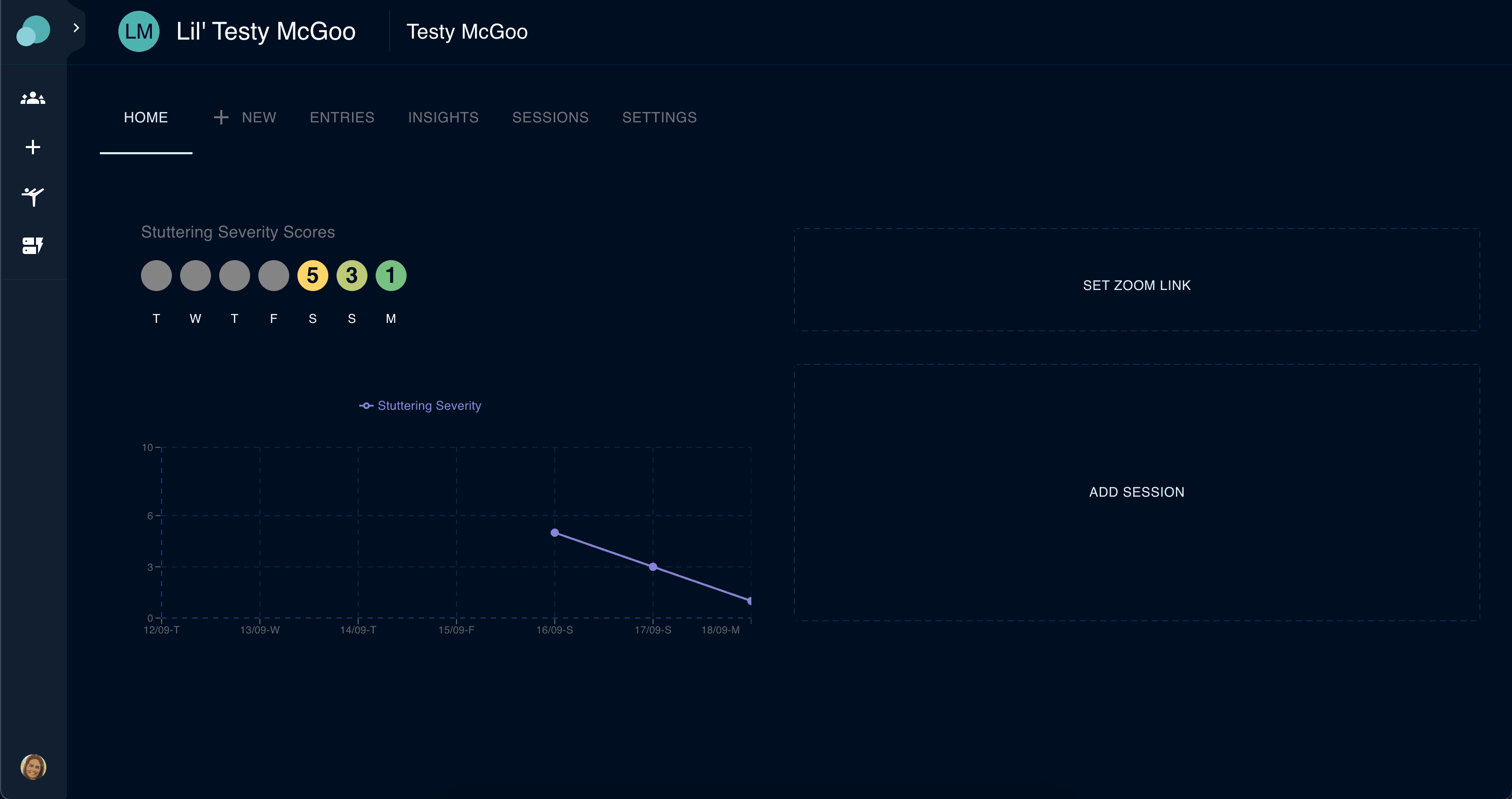 accessing a test client